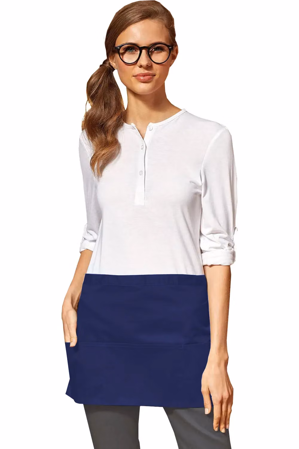 Premier Women's 3 Pocket Poly-Cotton Workwear Apron in Blue – 2