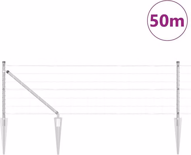 Berkfield Home Versatile Euro Fence in Silver Galvanised Steel with 13 Spike Posts, 0.6 x 50 m – 1