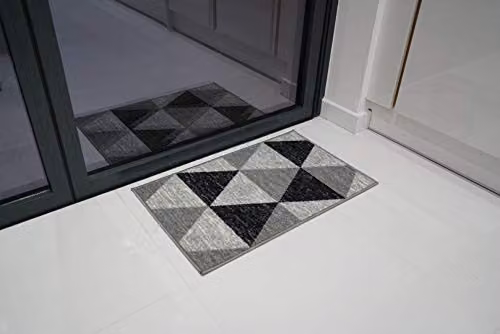 Desire Rugs Grey Triangle Design Non-Slip Machine Washable Doormat, W/D: 60 x 40 cm – 6