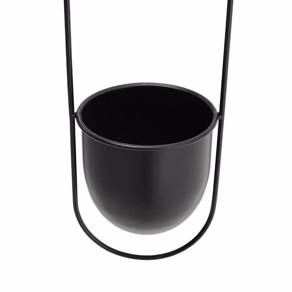 FORGEVIO Modern Geometric Oval Hanging Planter in Black Metal – 2
