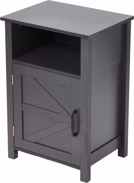 Livingandhome Modern Grey MDF Bedside Table with Cupboard