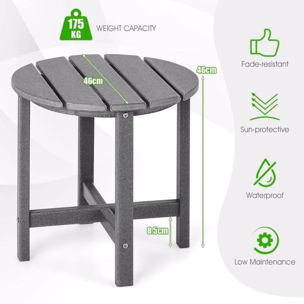 VOGREX Grey Weather Resistant HDPE Adirondack Side Table – 3