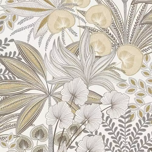 Grandeco Jody Retro Jungle Botanical Textured Wallpaper, Multicolour