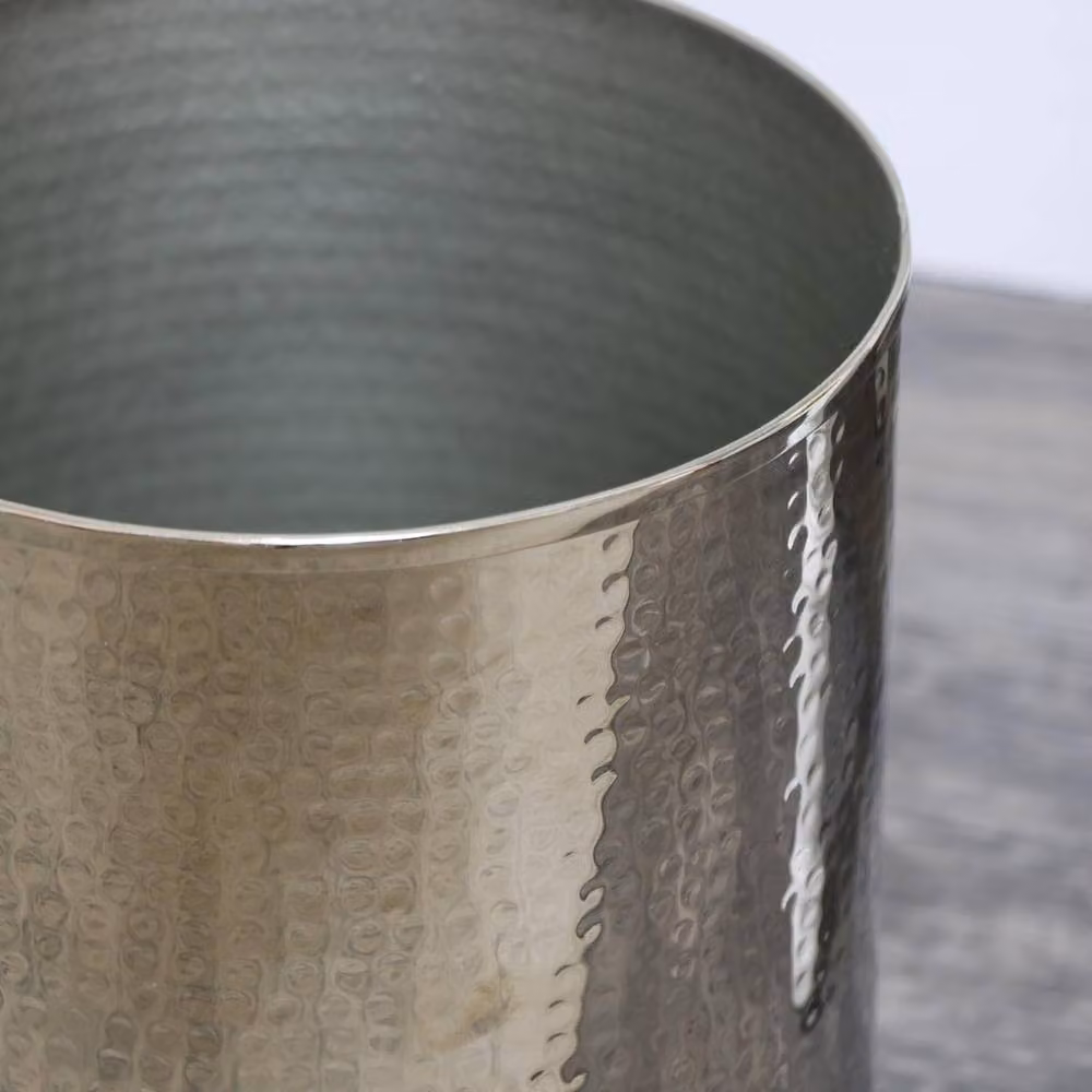 Melody Maison Silver Metal Hammered Freestanding Waste Bin – 2