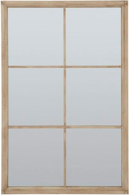 Lemon Pavilion Furniture and Decor XL Window Wall Mirror in Washed Brown Wood, W: 112 cm, H: 170 cm – 1