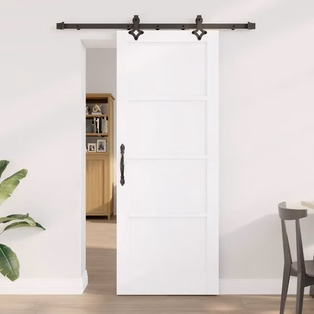 Berkfield Home Orkdal White Lacquered Solid Wood Pine Sliding Door with Hardware Set