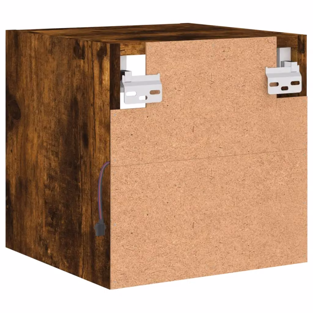 Berkfield Home Modern Wall Mounted TV Cabinet with Integrated LED Lights and Glass Doors in Smoked Oak Brown, W/D/H: 30 x 28.5 x 30 cm – 5