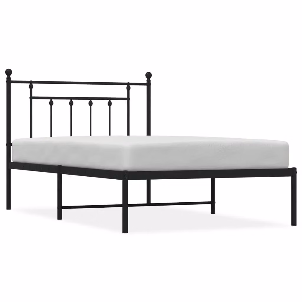 Berkfield Home Metal Bed Frame with Headboard, Black, W: 100 cm, L: 200 cm – 2