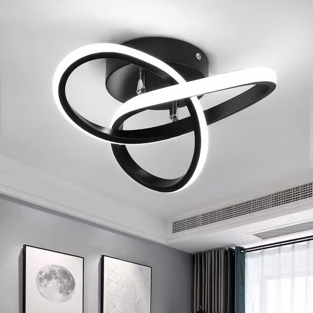 COMELY Modern Clover-Shaped LED Ceiling Light, 22W, Black – 1
