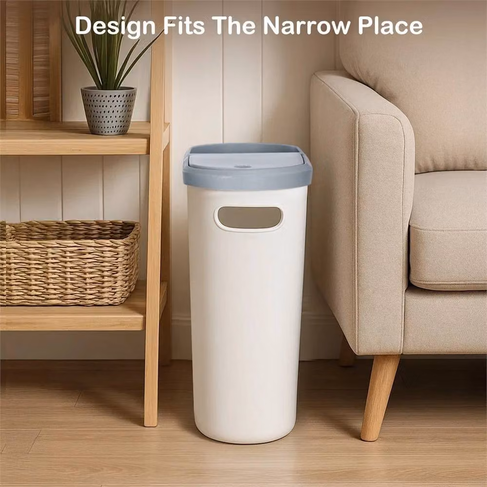 Nordara Slim Plastic Narrow Dustbin with Lid and Liner Dispenser, White – 2