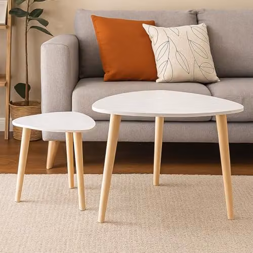 Gr8 Home Set of 2 White Triangle Nesting Side Tables