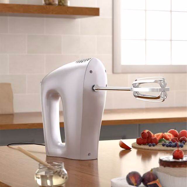 Komore 250W 5-Speed Electric Egg Beater in White and Black