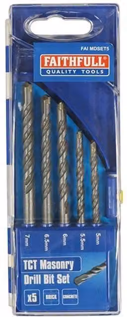 Faithfull Carbide Tipped Masonry Drill Set in Multi Colour and Silver