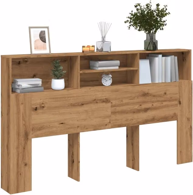Berkfield Home Artisan Oak Headboard Cabinet in Brown, W/D/H: 180 x 19 x 103.5 cm