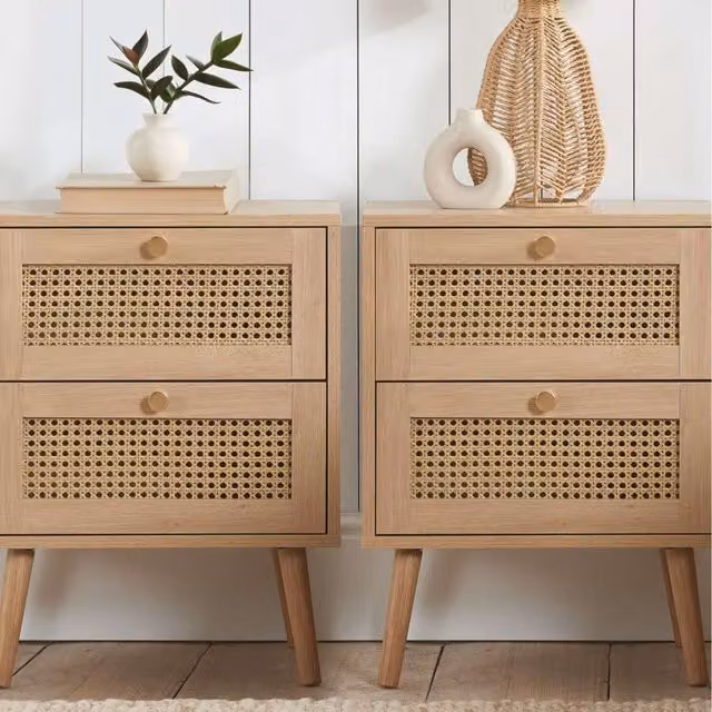 Croxley Pair of 2-Drawer Bedside Cabinets in Oak