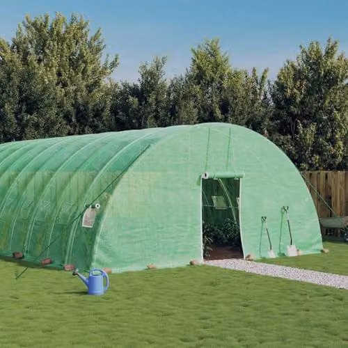 vidaXL Greenhouse with Steel Frame in Green, W: 6 m, D: 16 m, H: 2.85 m – 2