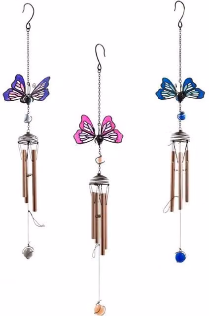 KDMK Butterfly Metal Hanging Windchime in Pink, Blue and Purple