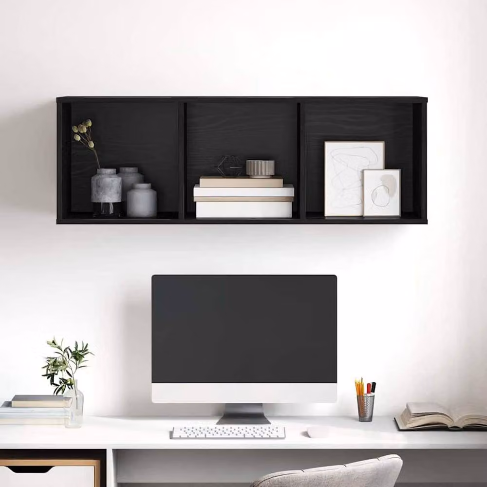 Berkfield Home Black Oak TV Cabinet, W/D/H: 37 x 37 x 107 cm – 3