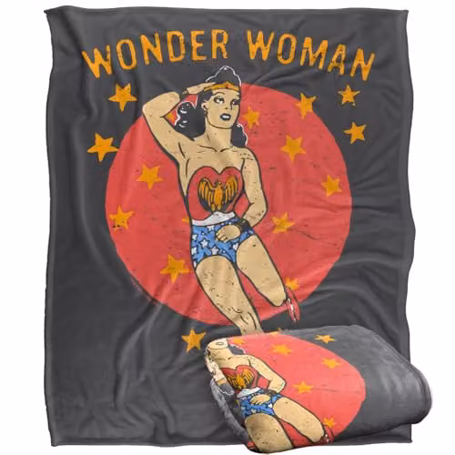 Warner Bros. DC Wonder Woman Silky Touch Super Soft Fleece Throw Blanket, Multicolour, W: 127.0 cm x L: 152.4 cm