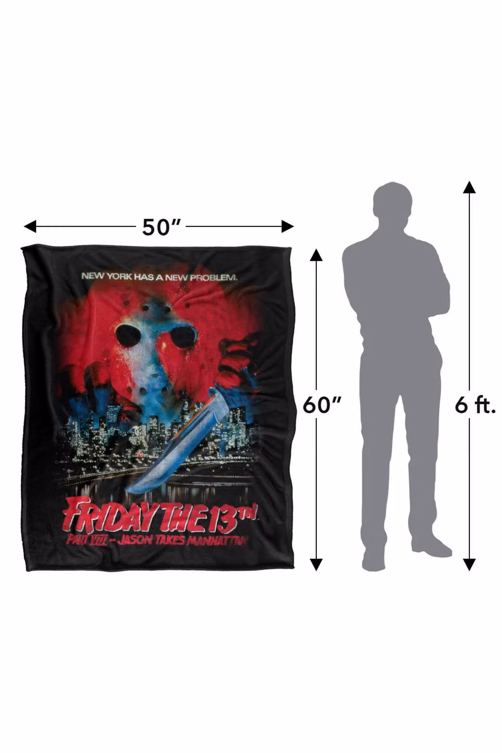 LOGOVISION Friday The 13th Part VIII Jason Takes Manhattan Vintage Poster Super Soft Fleece Throw Blanket, W/D/H: 91 x 147 cm, Multicolour – 8