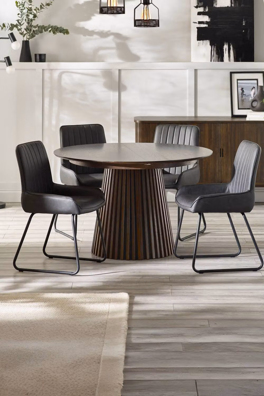 Julian Bowen Arya Round to Oval Extending 4-6 Seater Dining Table in Brown Oak – 3
