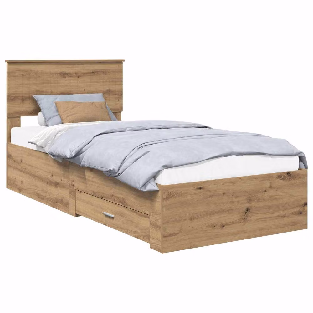 Berkfield Home Artisan Oak Bed Frame with Drawer, Brown, W/D/H: 90 x 190 cm – 2