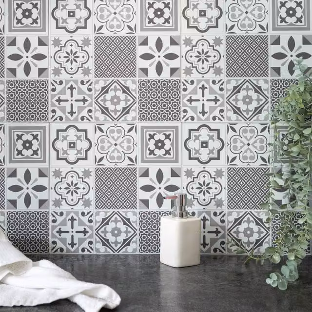 d-c-fix Grey Self Adhesive Plastic Wall Tiles