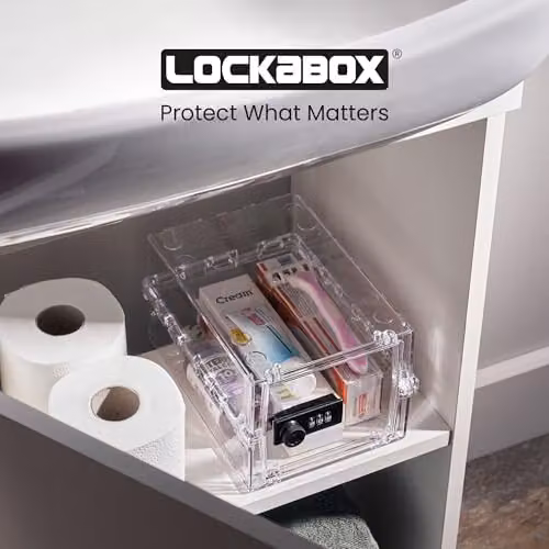 Lockabox Mini Small Lockable Storage Box with Combination Lock, Transparent, W/D/H: 22.3 x 15.4 x 12 cm – 5
