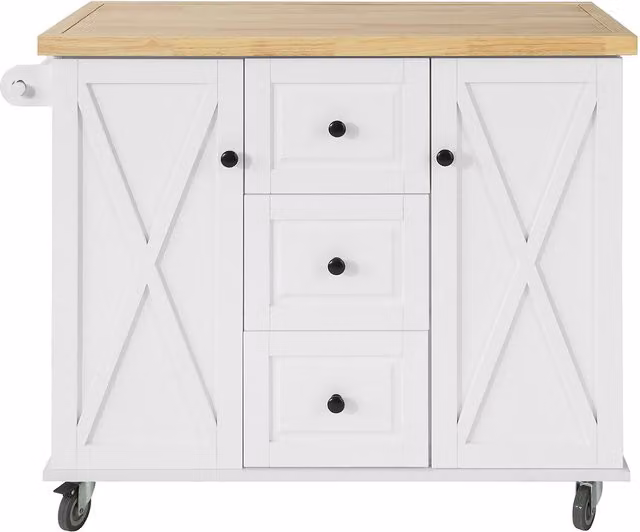 SoBuy Modern Kitchen Island in White