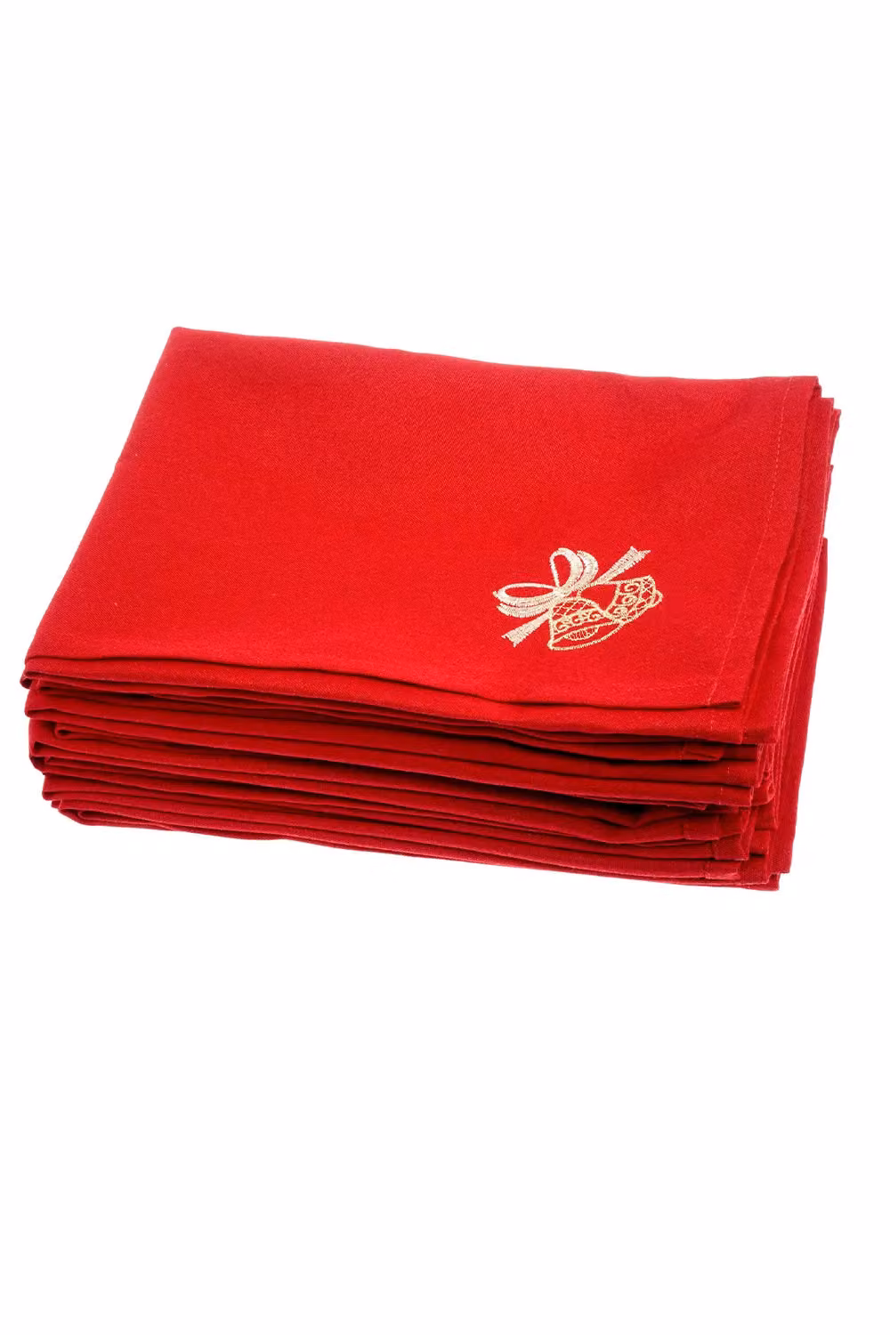 Neel Blue Christmas Table Napkins with Jingle Bell Embroidery, 10 Pieces, Red, 50.8 x 50.8 cm – 4