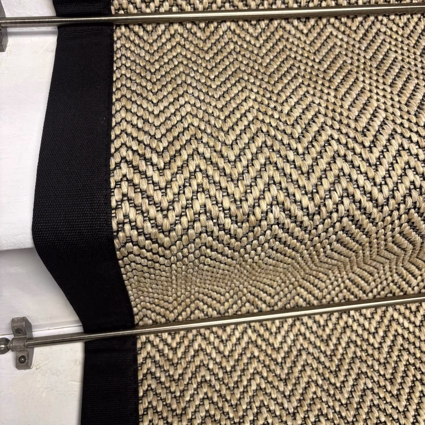 RainbowHome Herringbone Java Beige Stair Runner with Black Cotton Border, W: 65 cm x L: 600 cm – 3