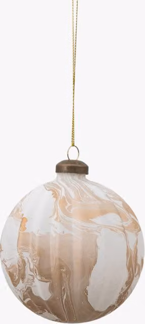 Perch & Parrow Set of 3 Swirly Marbled Bronze Hanging Baubles in White, Gold and Brown