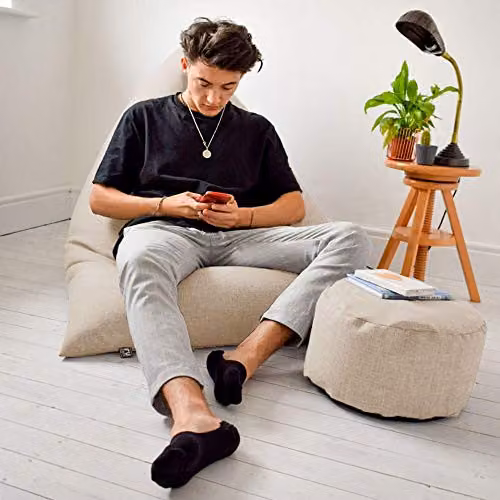 rucomfy Adult Humbug Beanbag Lounger in Beige and Sand, W/D/H: 140 x 116 x 90 cm – 2