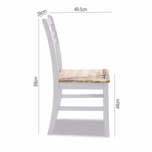 Statement Furniture Florence Country Style Wooden Dining Chairs Set of 2 in White with Acacia Hardwood Seats – 2