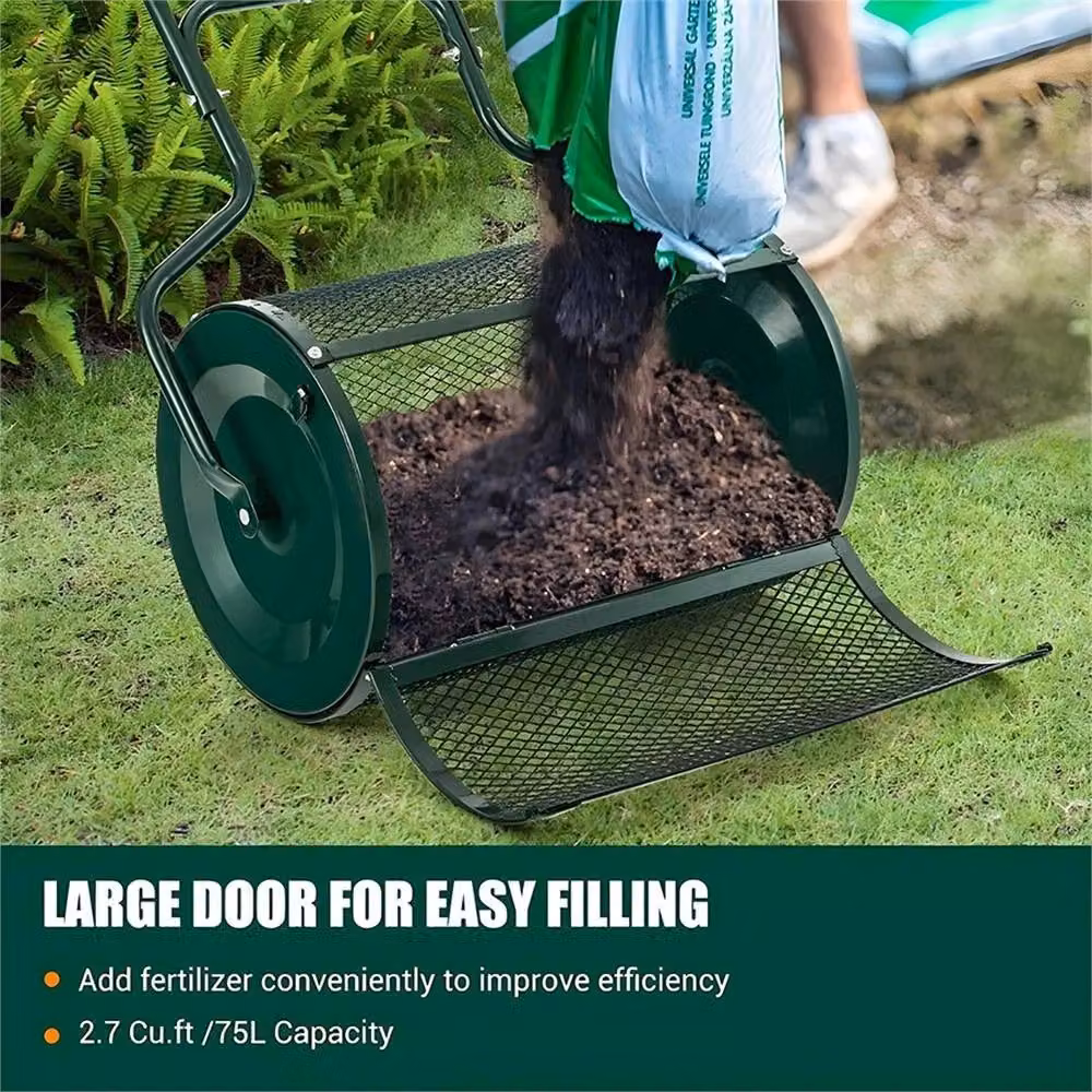 SPETLEK 75L Manual Spreader Roller for Garden Lawn Compost and Top Dressing in Green – 4
