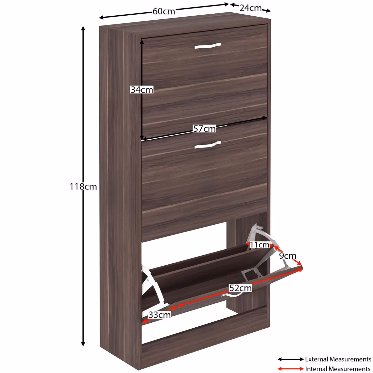 Vida Designs 3 Drawer Shoe Storage Cabinet Organizer in Brown – 2