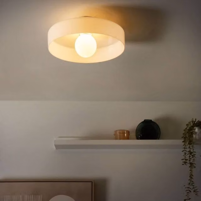 Wyld and Coco Flush Ceiling Lamp with White Glass Shade – 1