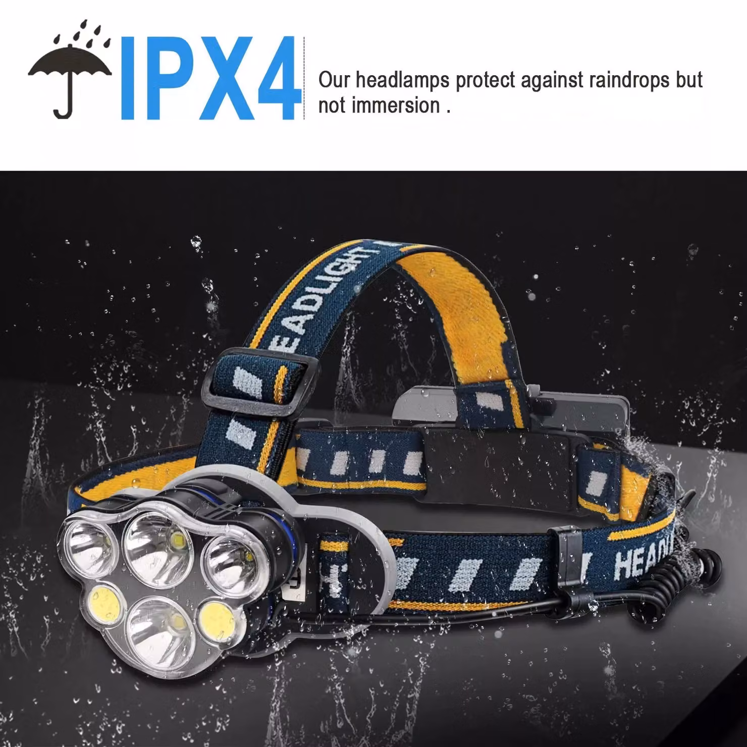ExtraStar 6 LED Rechargeable Headlamp Torch with 18650 Batteries and 8 Modes in Black – 3