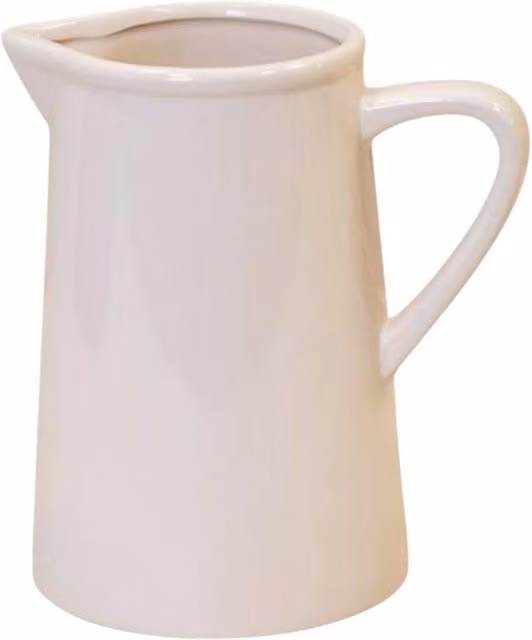 Four Candle White Ceramic Compact Serving Jug Vase, Height: 15.3 cm