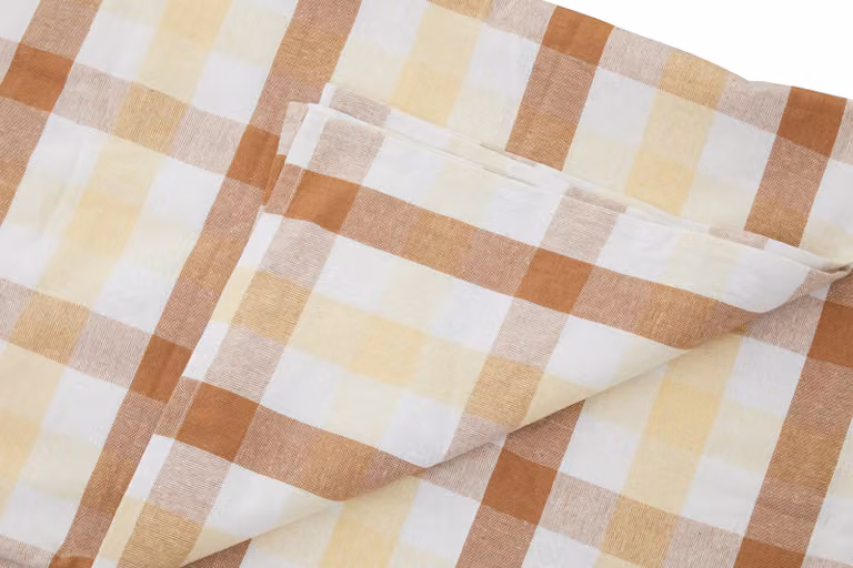 Orsina Pink and Brown Striped 100% Cotton Tablecloth, W: 180 cm, D: 140 cm, H: 1 cm