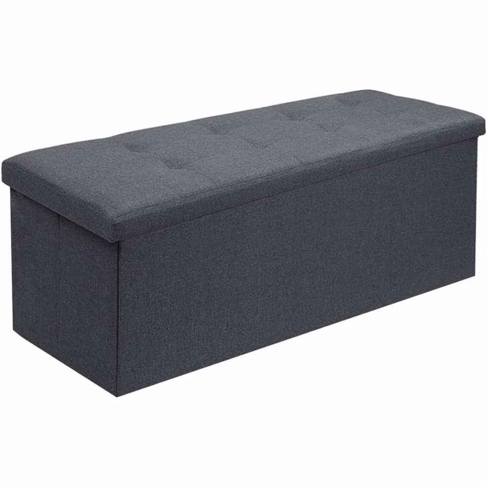 FLAVORA Grey Fabric Ottoman Storage Seat Stool W/D/H: 110 x 38 x 38 cm – 5