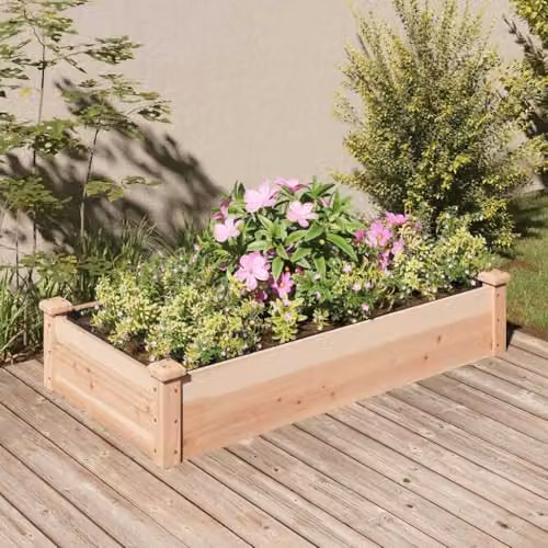 vidaXL Wooden Raised Bed with Liner in Natural Brown, W/D/H: 120 x 60 x 25 cm – 2