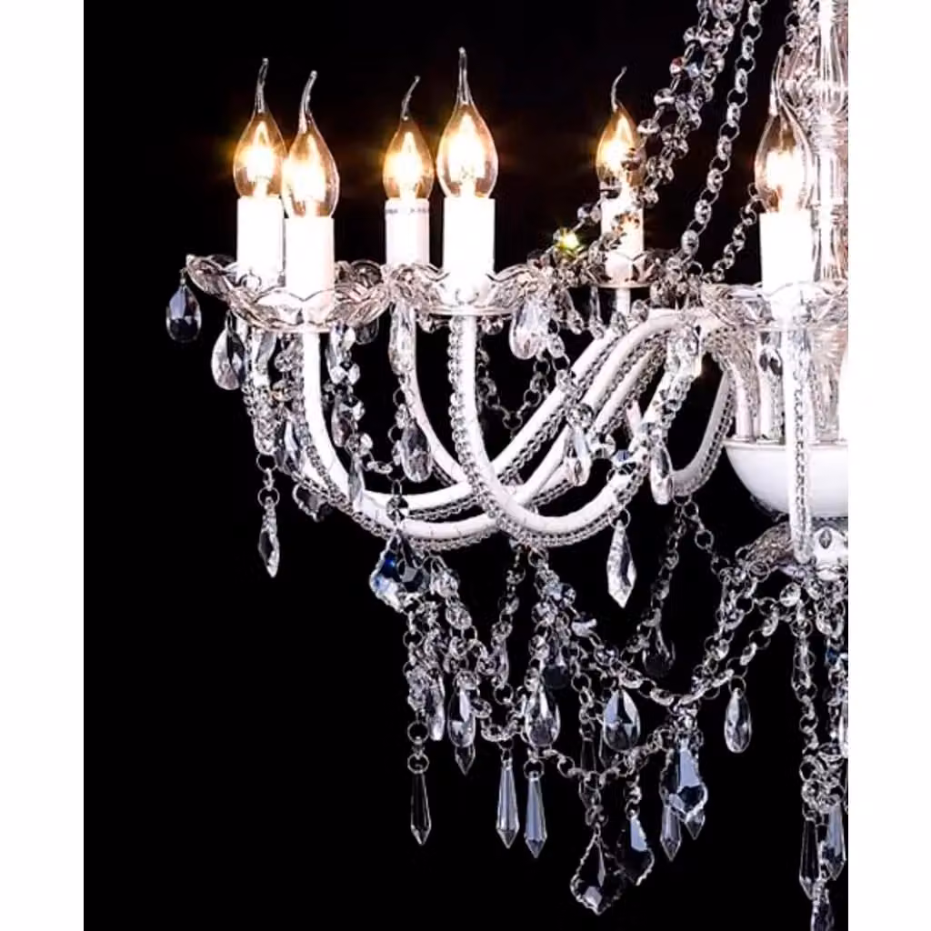 Berkfield Home White Crystal Chandelier with Glass and Metal Details – 2