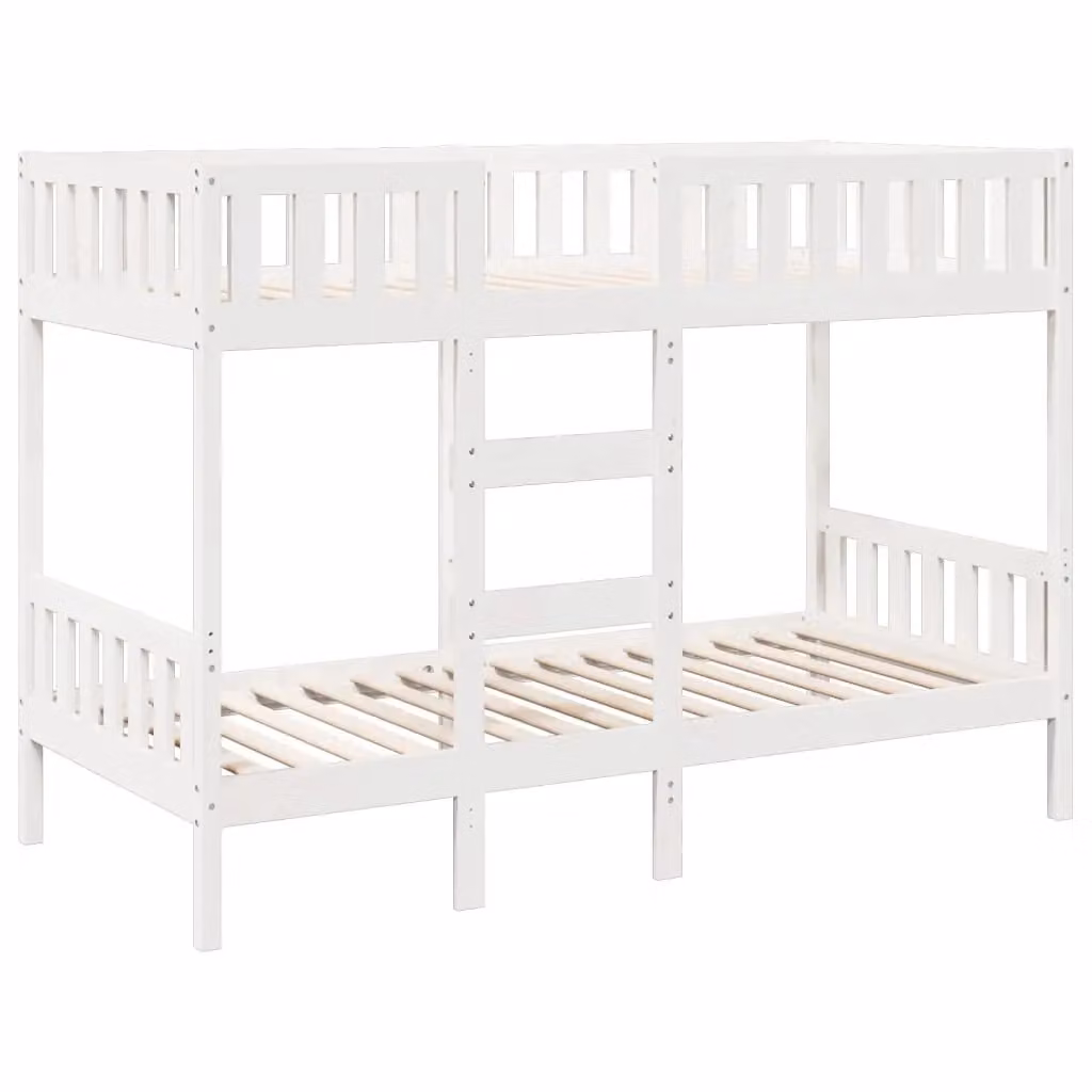 Berkfield Home Two-Level Childrens Bunk Bed in White Solid Pine Wood, W/D/H: 90 x 190 cm – 1