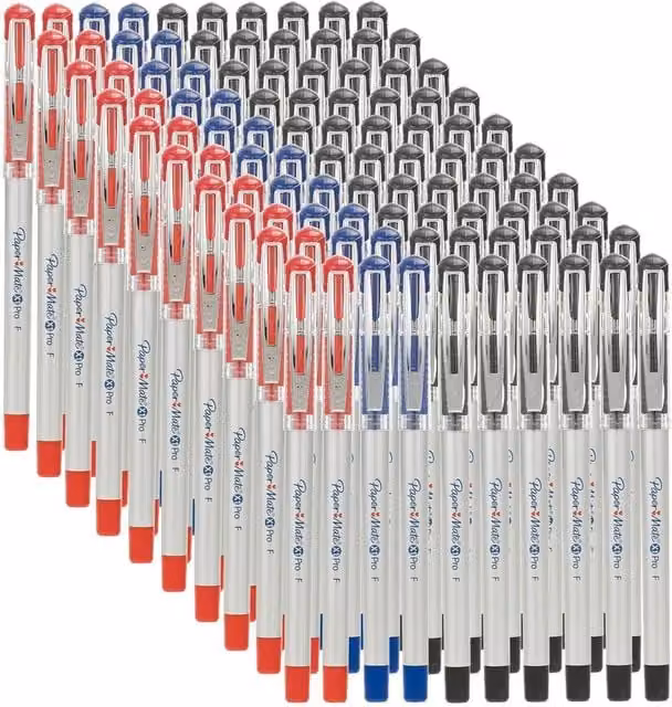 Paper Mate Pro X1 Gel Pens with Fine Point and Grip, 100 Pack, Assorted Colours