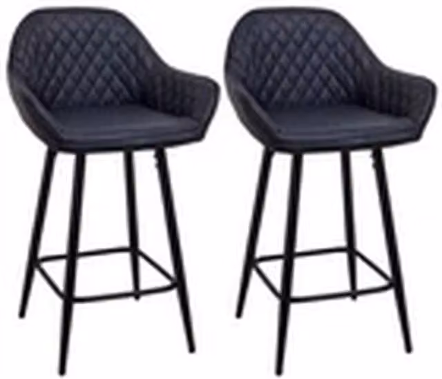 EONLION Set of 2 Modern Black Synthetic Leather Bar Stools with Armrests – 1