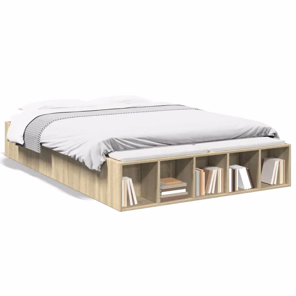 Berkfield Home Sonoma Oak Small Double Bed Frame in Brown, W/D/H: 120 x 190 cm – 2