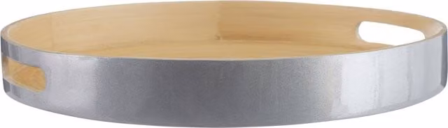 Orsina Kyoto Large Round Silver Serving Tray with Handles
