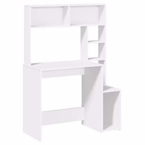 vidaXL Writing Desk with Shelves in White, W/D/H: 100 x 45 x 140 cm