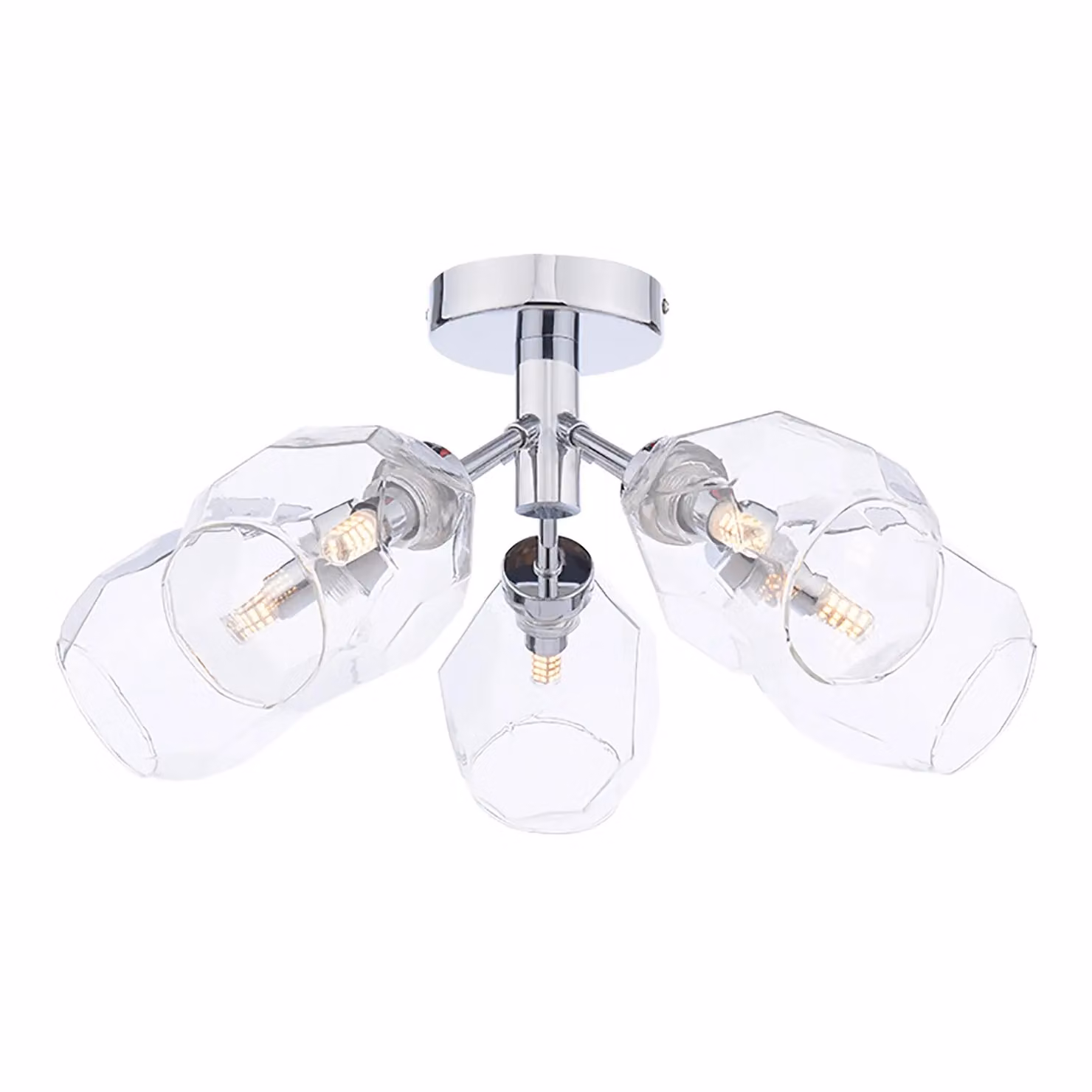 Pagazzi Leonie 5-Light Polished Chrome Semi-Flush Ceiling Light in Silver and Transparent Glass – 2